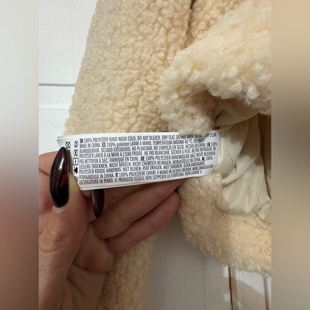 5/6 girls forever 21 Cream Sherpa moto style Jacket - Picture 9 of 9